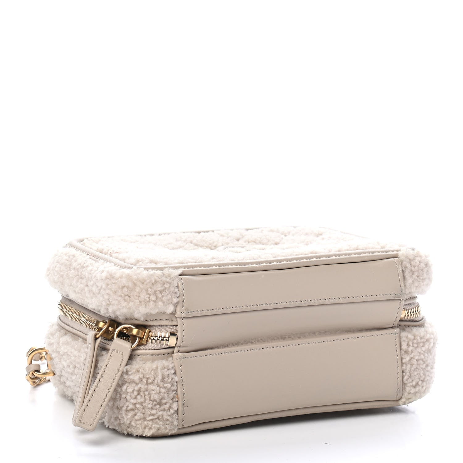 Chanel Shearling Lambskin Quilted Small CC Filigree Vanity Case Beige 4 of 10