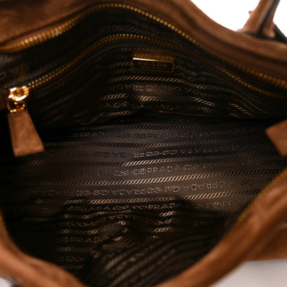Prada Suede Triangle Medium Bonnie Shoulder Bag Cacao 5 of 9