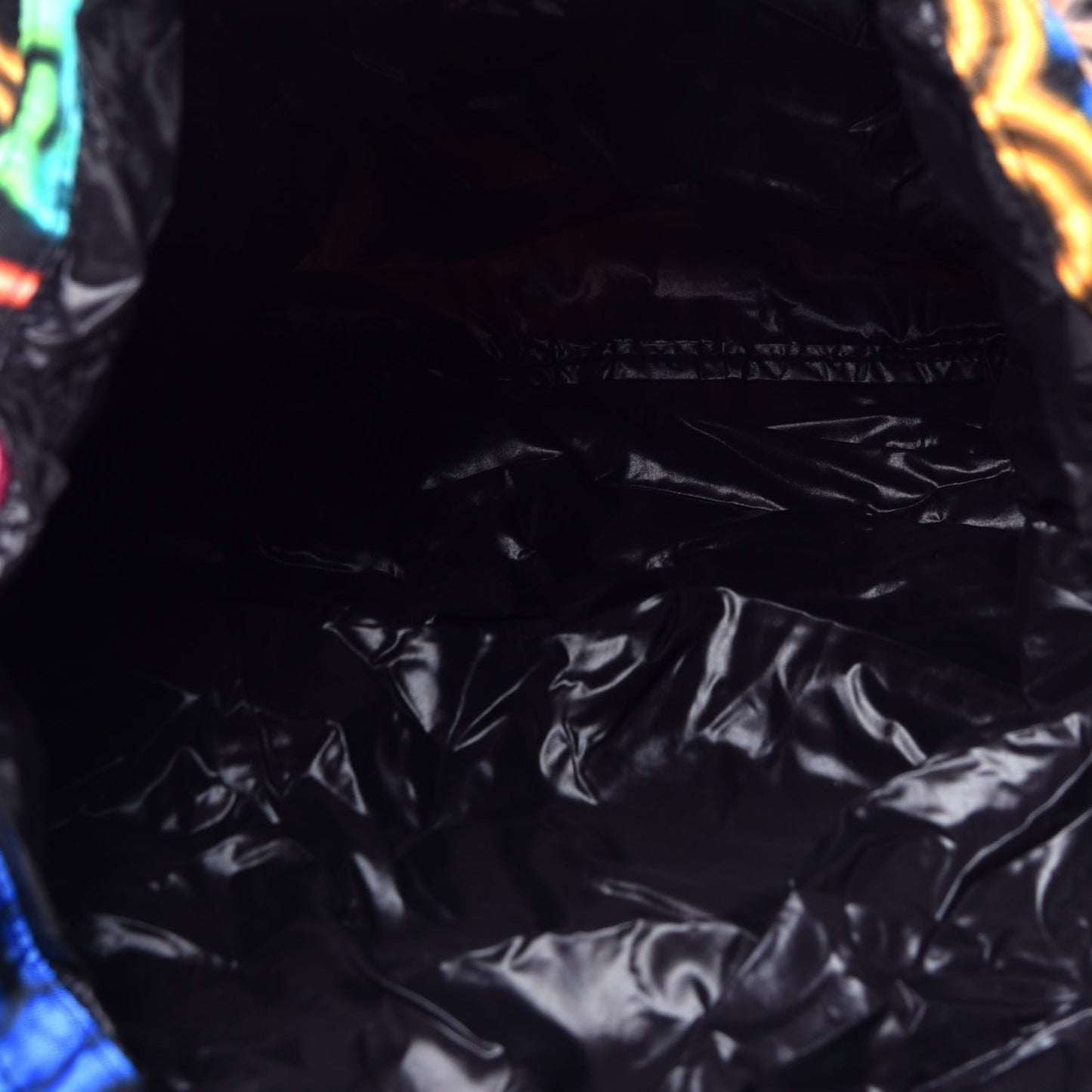 Caviar Fabric Graffiti Foldable Tote Bag With Chain Black Multicolor