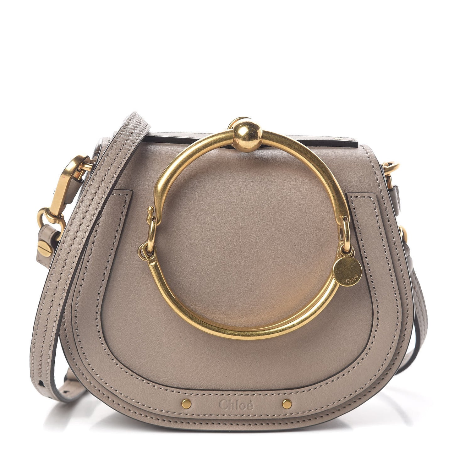 Calfskin Suede Small Nile Bracelet Bag Motty Grey