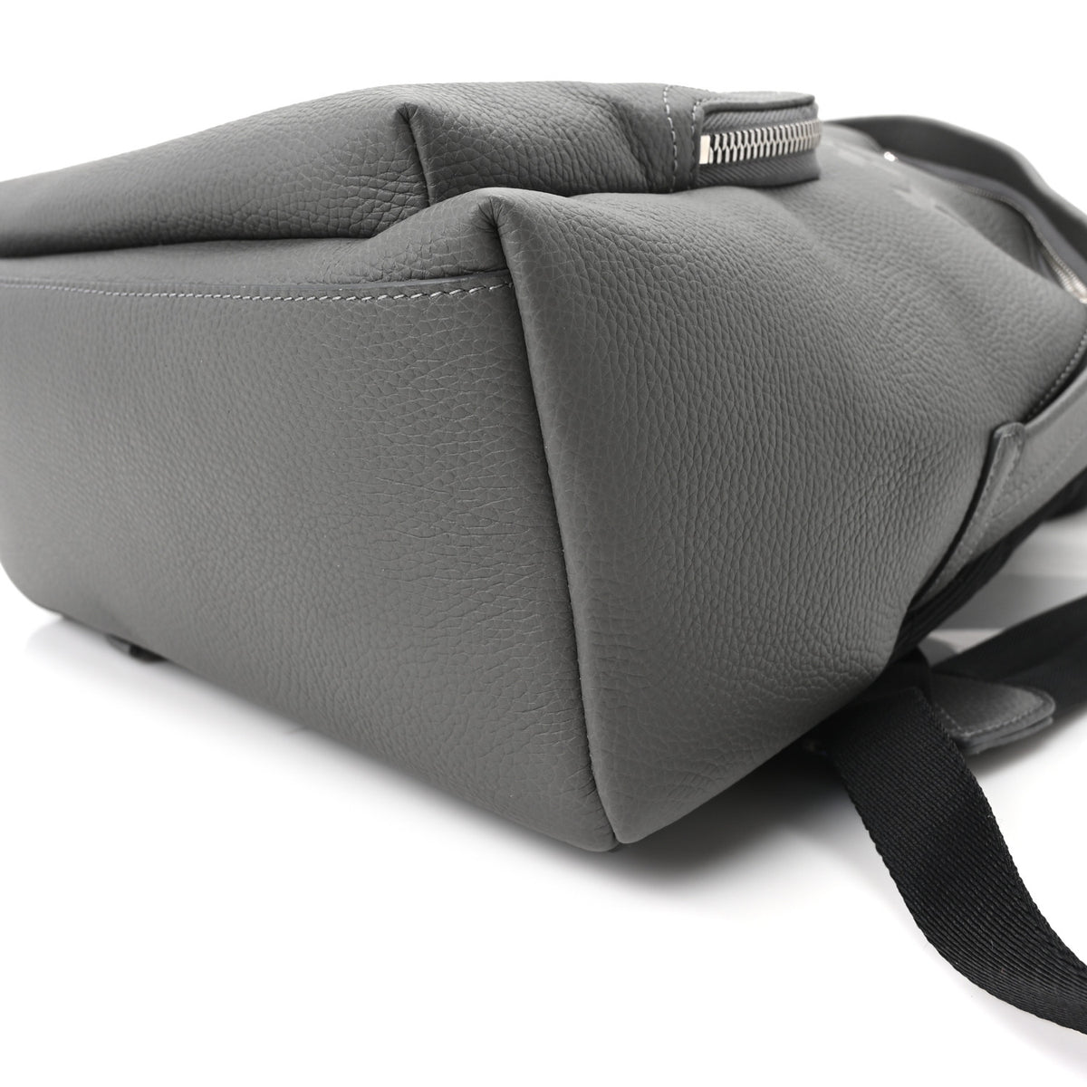 Calfskin Logo Embossed Backpack Charcoal Grey