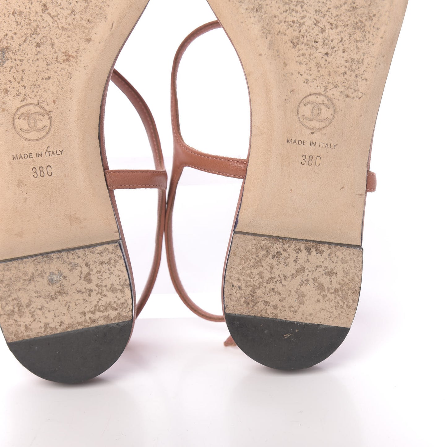 Lambskin Crystal Baguette CC Thong Sandals 38 Orange