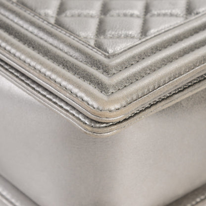 Chanel Metallic Calfskin Quilted Large Boy Flap Dark Silver 7 of 8