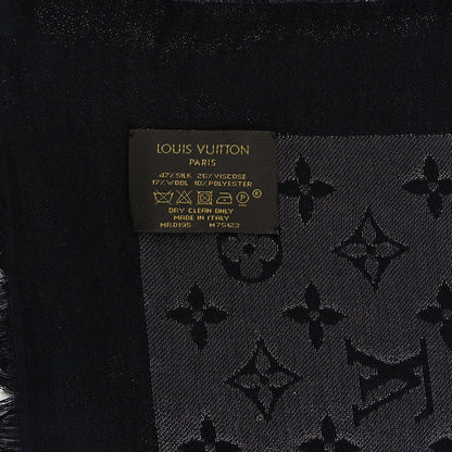 Louis Vuitton Silk Lurex Wool Monogram Shine Shawl Black 3 of 3