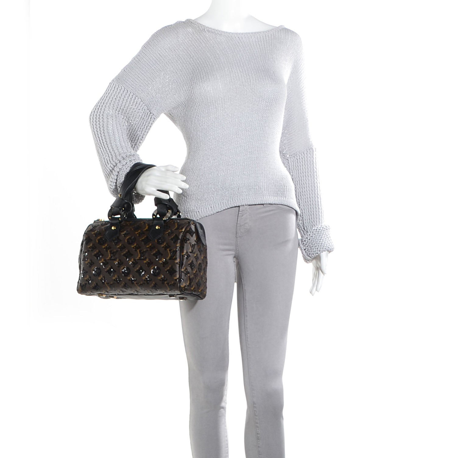 Louis Vuitton Monogram Sequins Eclipse Speedy 28 Black 2 of 7