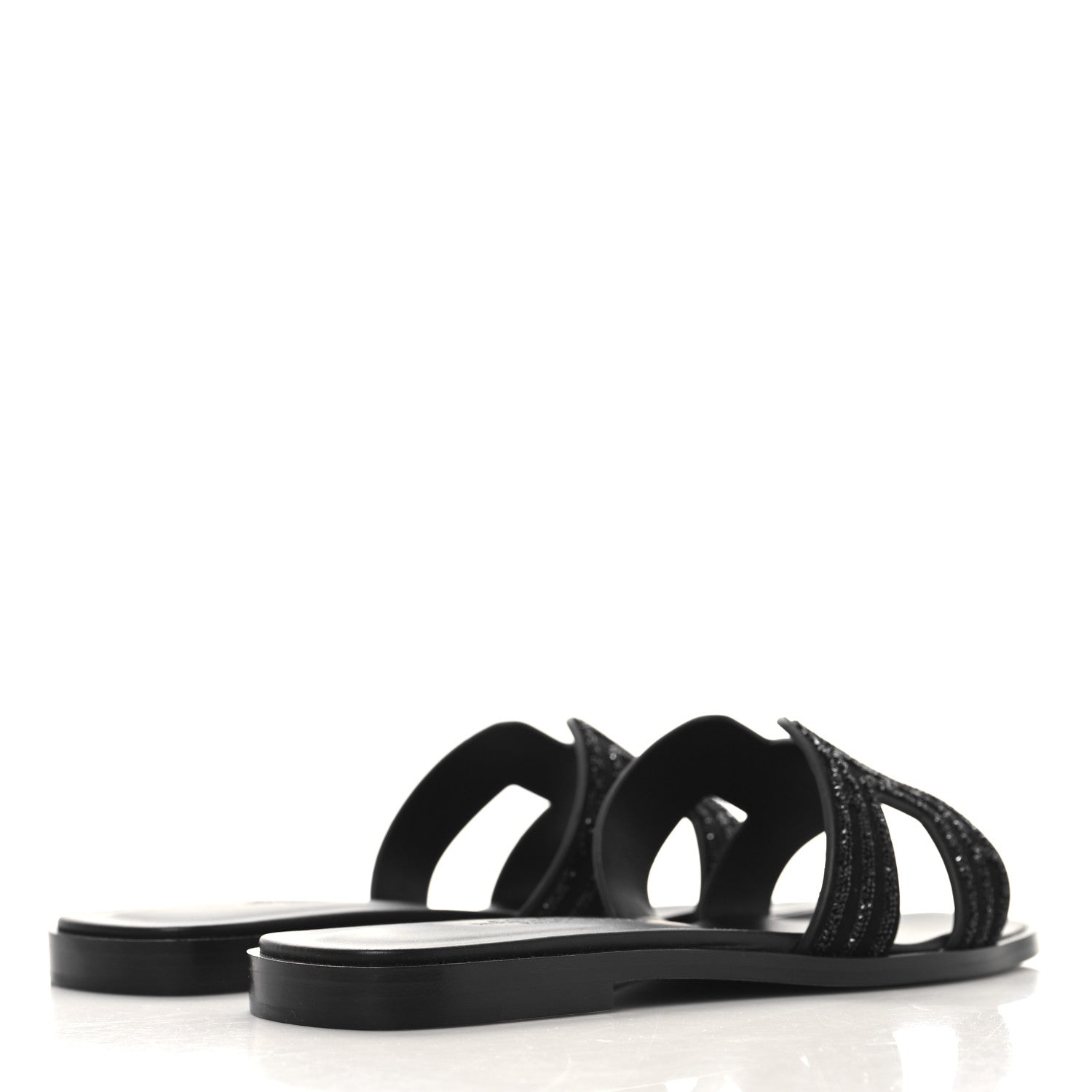 Hermes Suede Goatskin Crystal Oran Sandals 36 Black 5 of 10