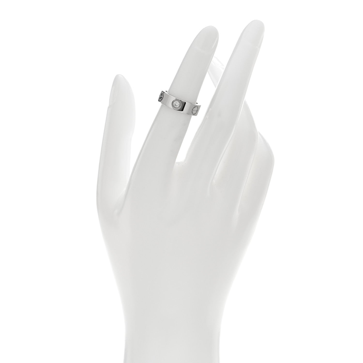 Cartier 18K White Gold 3 Diamond 5.5mm LOVE Ring 48 4.5 2 of 5
