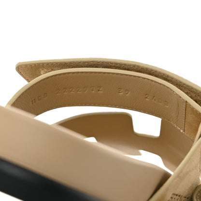 Hermes Suede Goatskin Womens Chypre Sandals 39 Beige Lin 7 of 9