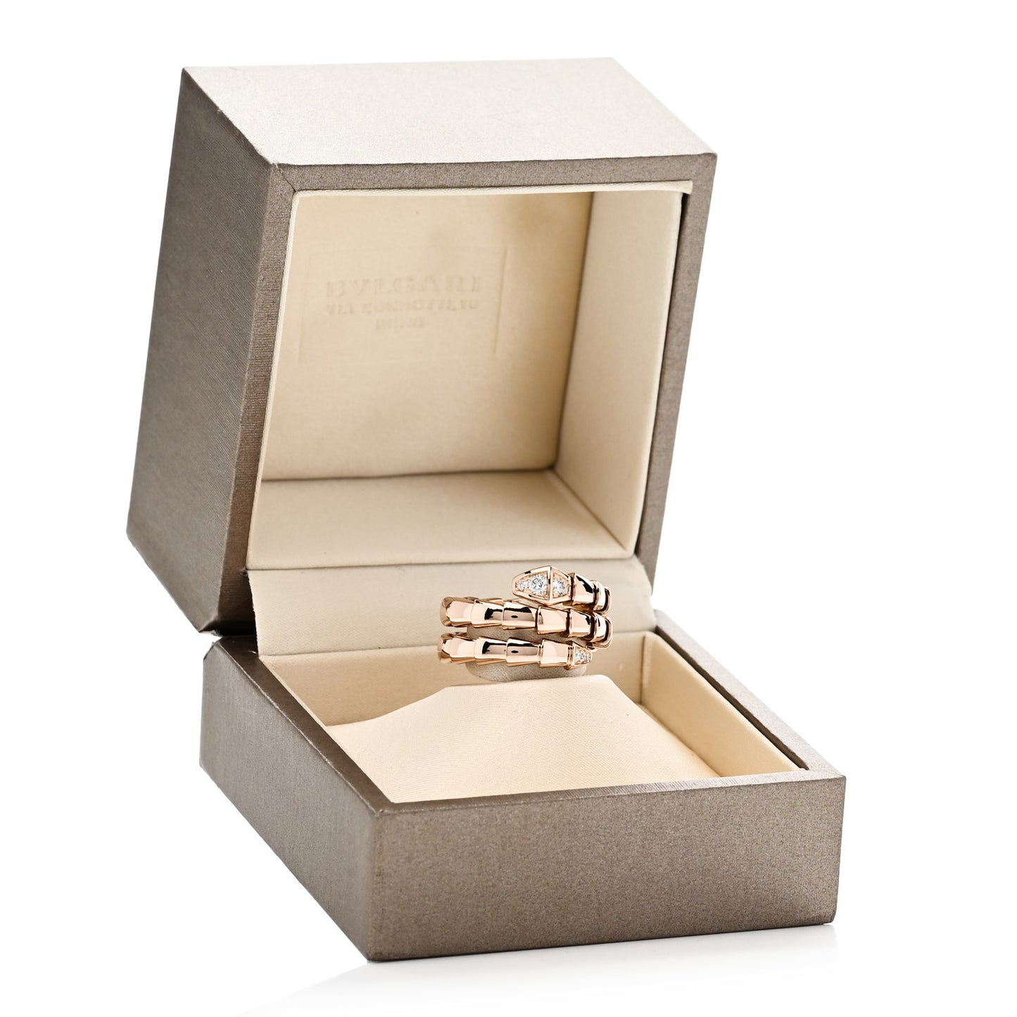 18K Rose Gold Diamond Serpenti Viper Wrap Ring S
