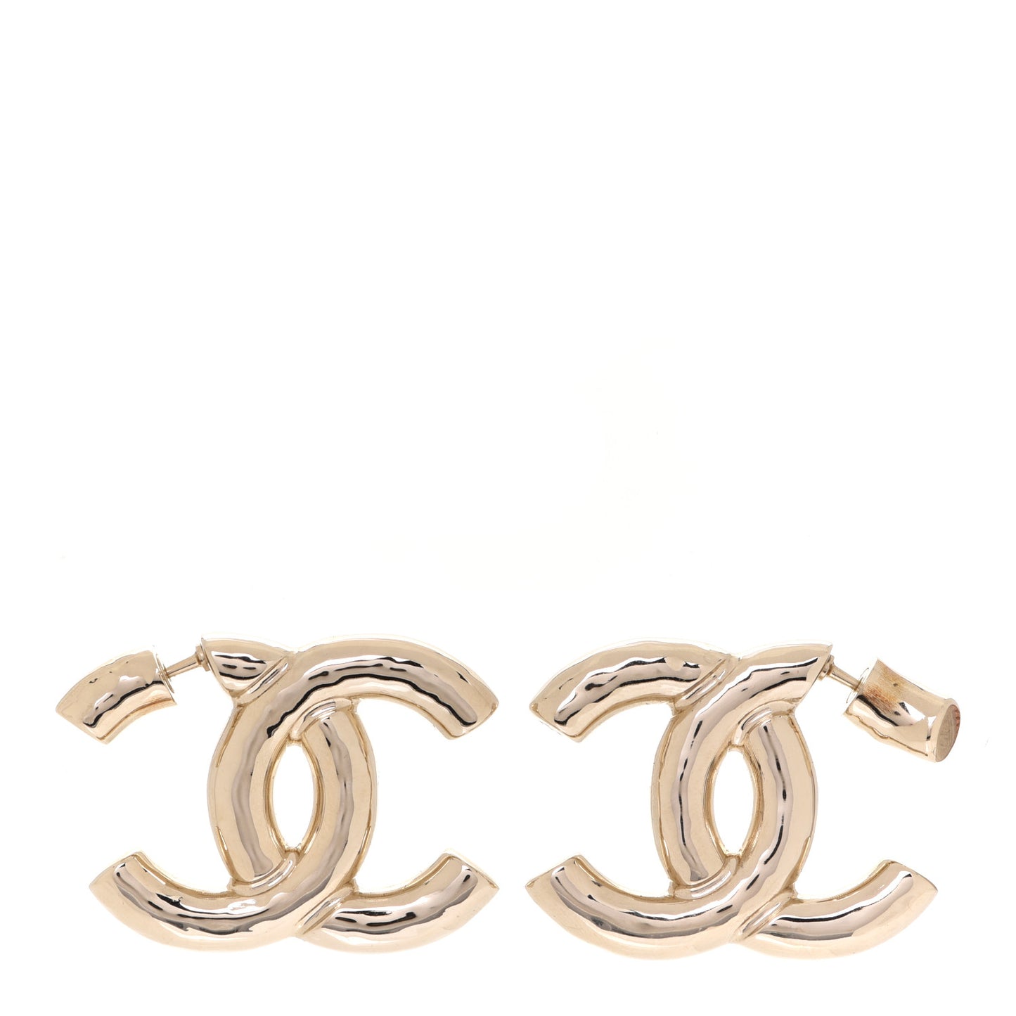 Metal Large CC Earrings Light Gold