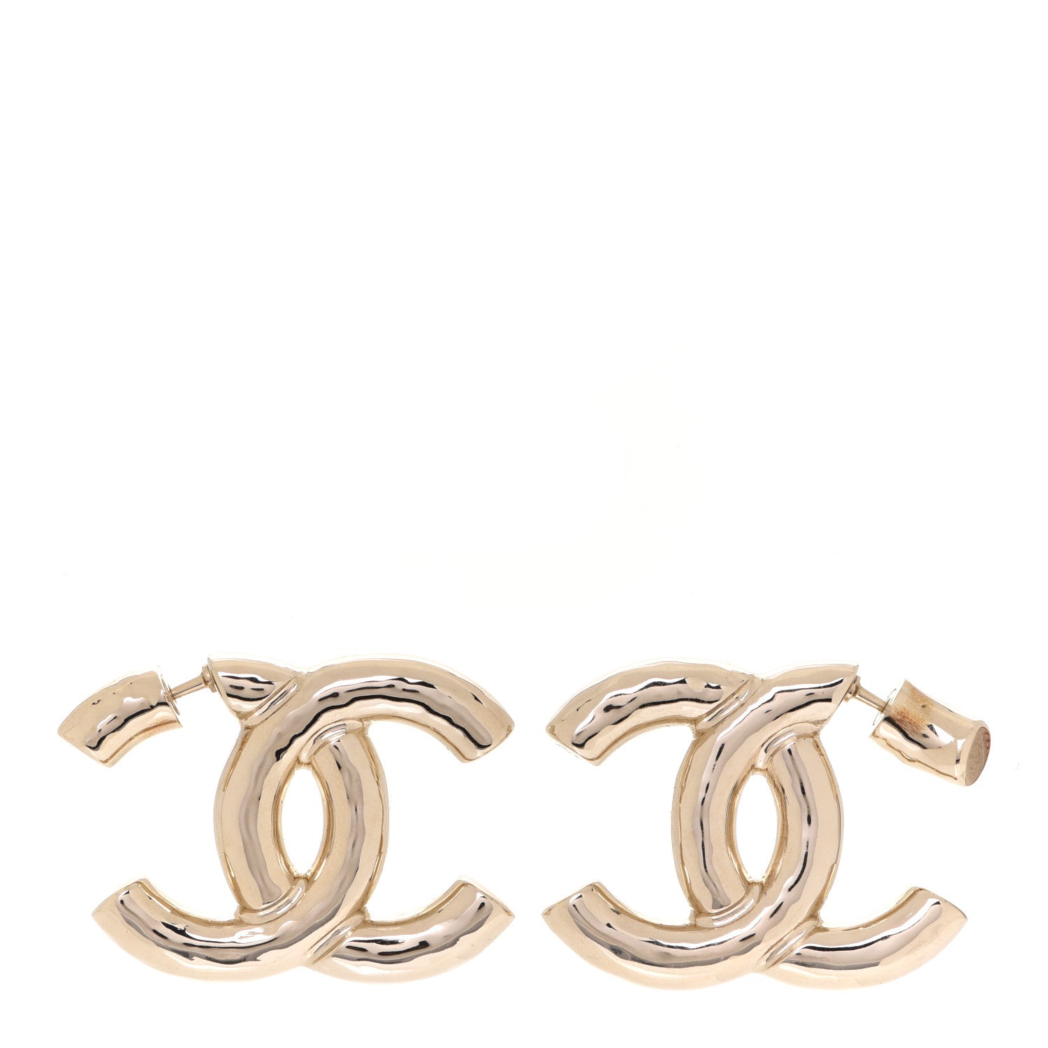 Chanel Metal Large CC Earrings Light Gold 1 of 5