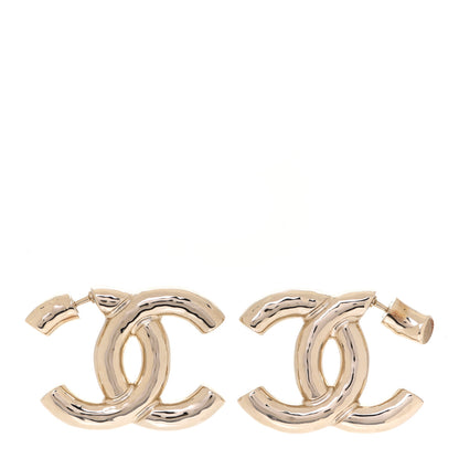 Chanel Metal Large CC Earrings Light Gold 1 of 5