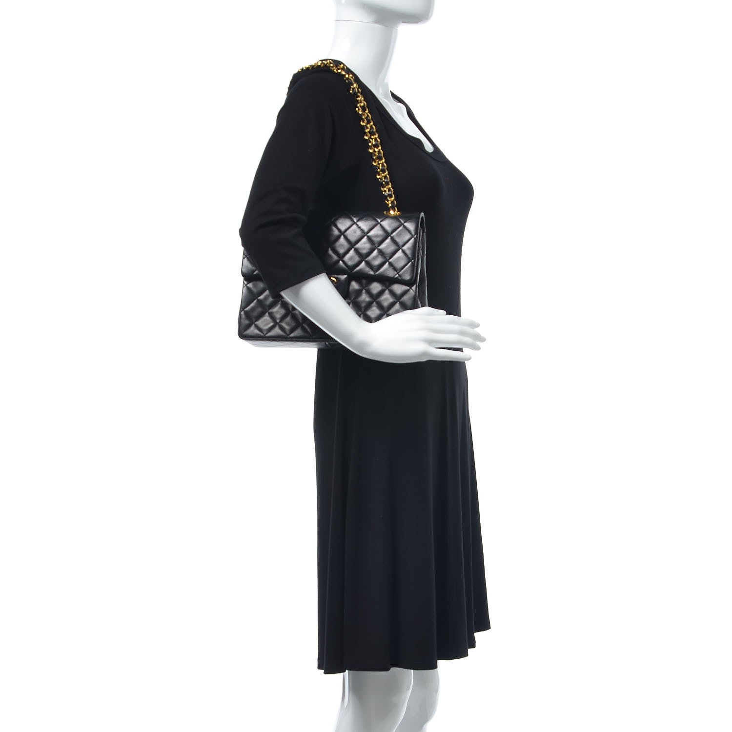 Chanel Lambskin Quilted Medium Double Flap Black 2 of 8