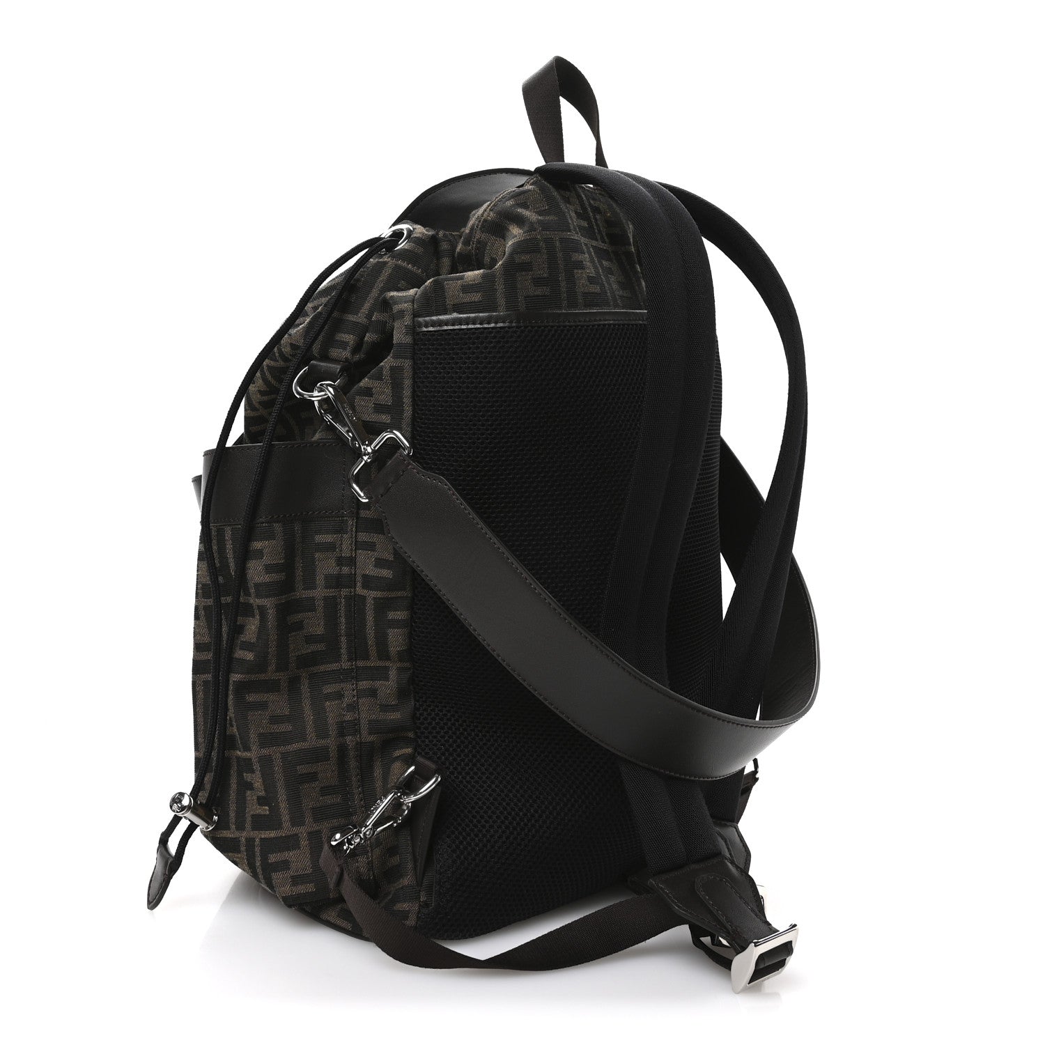 Fendi Recycled Fabric Jacquard Vitello Astro FF 1974 Large Fendi Strike Backpack Tobacco Moro Ebano 3 of 10