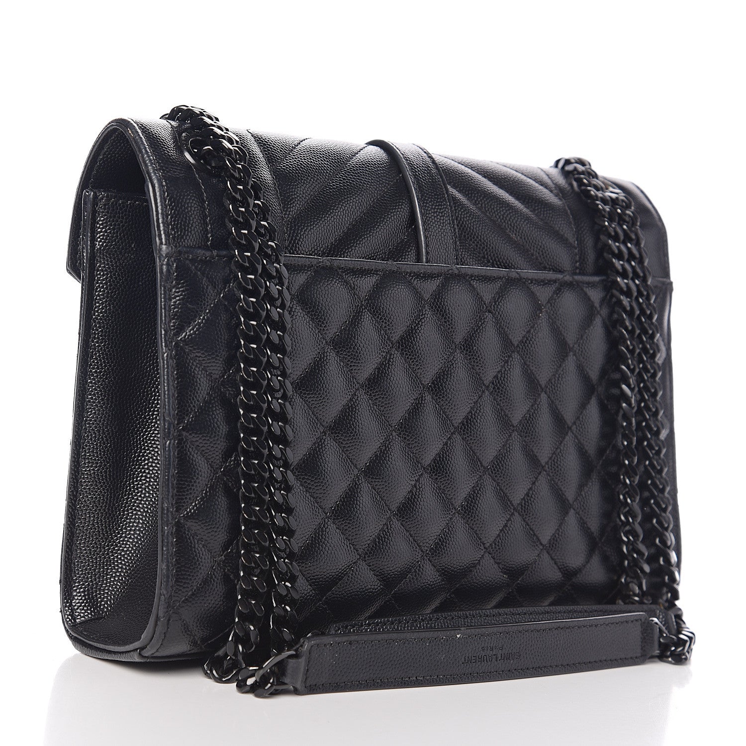 Saint Laurent Grain De Poudre Textured Mixed Matelasse Triquilt Medium Monogram Satchel Black 2 of 11