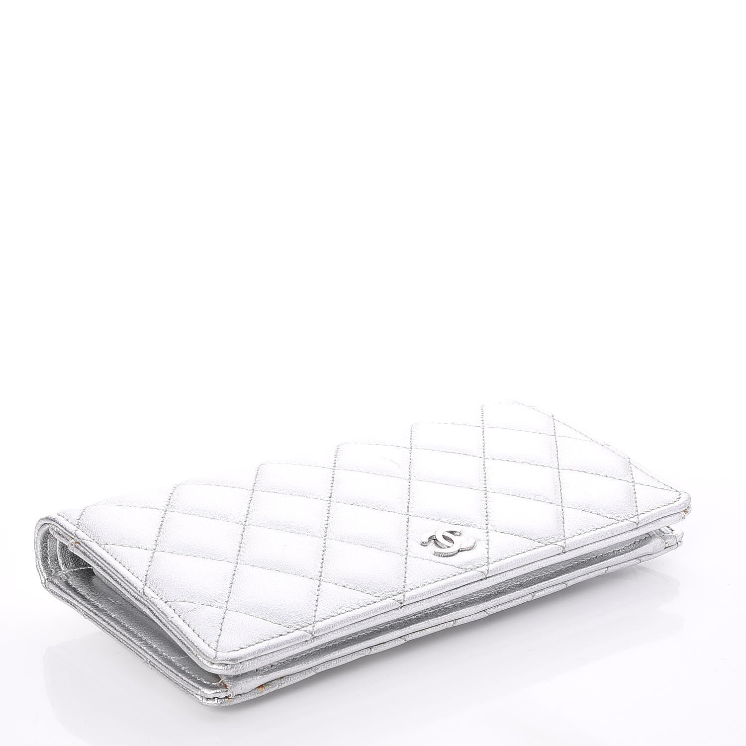 Chanel Metallic Lambskin Yen Wallet Silver 4 of 8