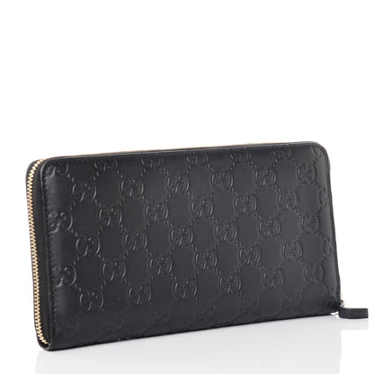 Gucci Guccissima Metal Bar Zip Around Organizer Wallet Black 3 of 8