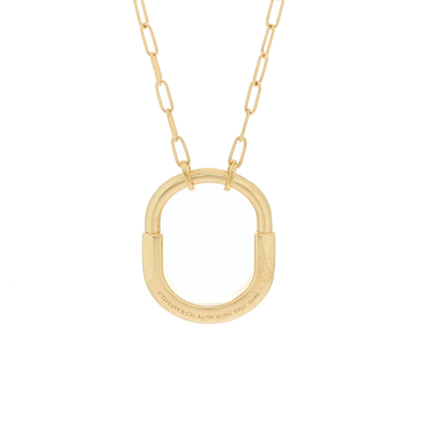 18K Yellow Gold Diamond Medium Lock Pave Pendant Necklace