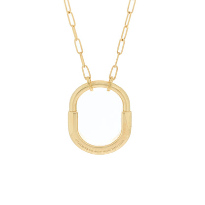 Tiffany 18K Yellow Gold Diamond Medium Lock Pave Pendant Necklace 3 of 6
