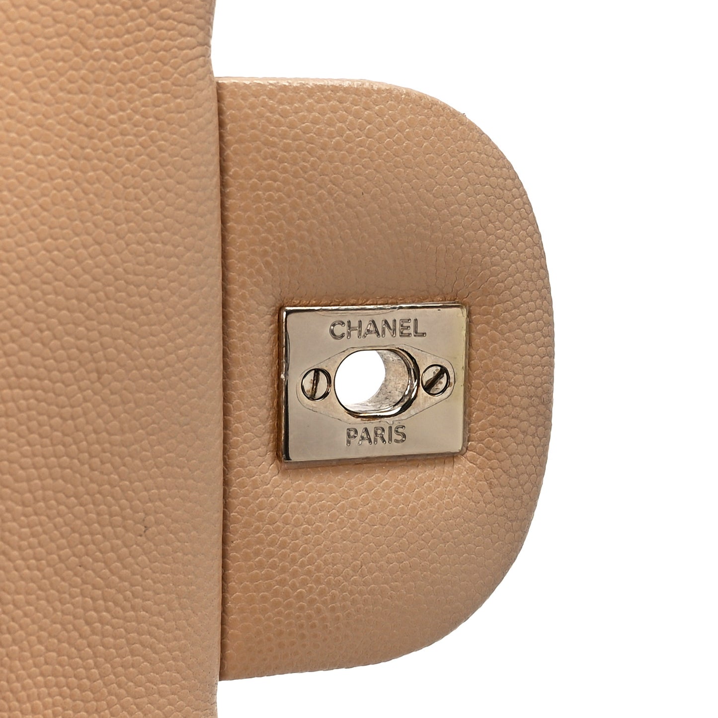 Caviar Quilted Jumbo Double Flap Beige