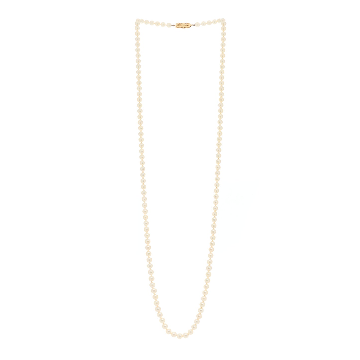 18K Yellow Gold Akoya Cultured Pearl 5.5-6mm Strand Necklace