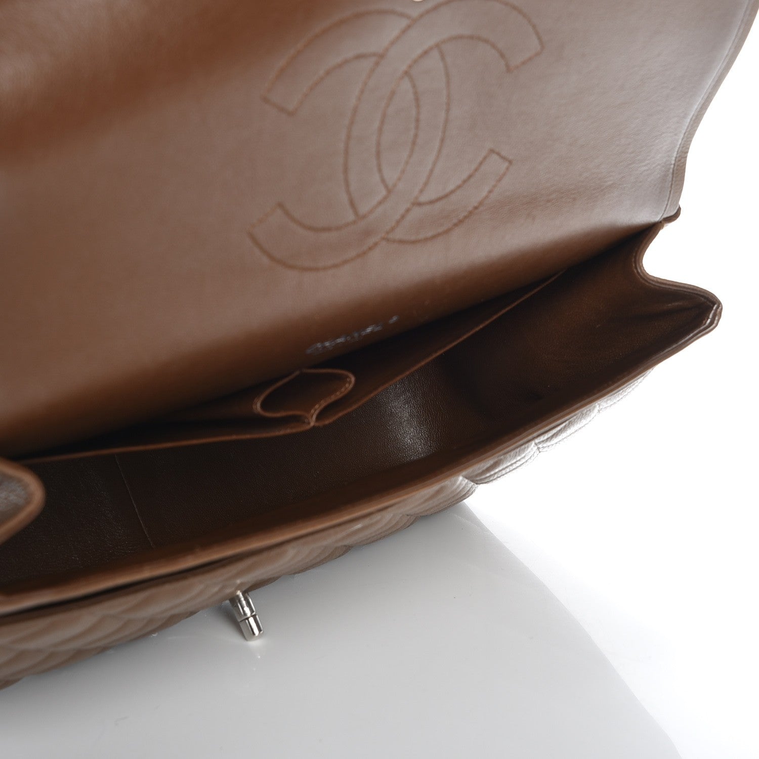 Chanel Caviar Quilted Maxi Double Flap Brown 8 of 9