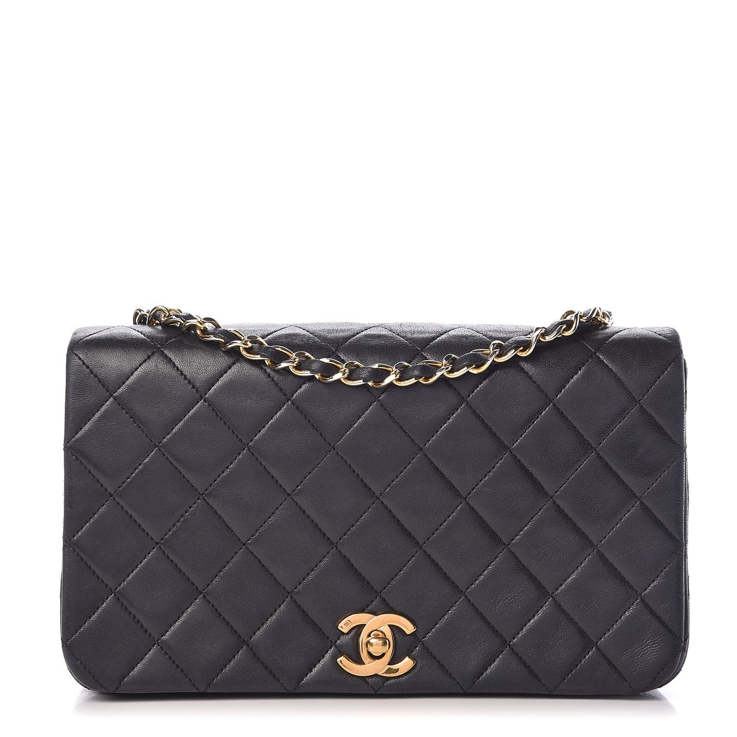 Lambskin Quilted Small Single Flap Black