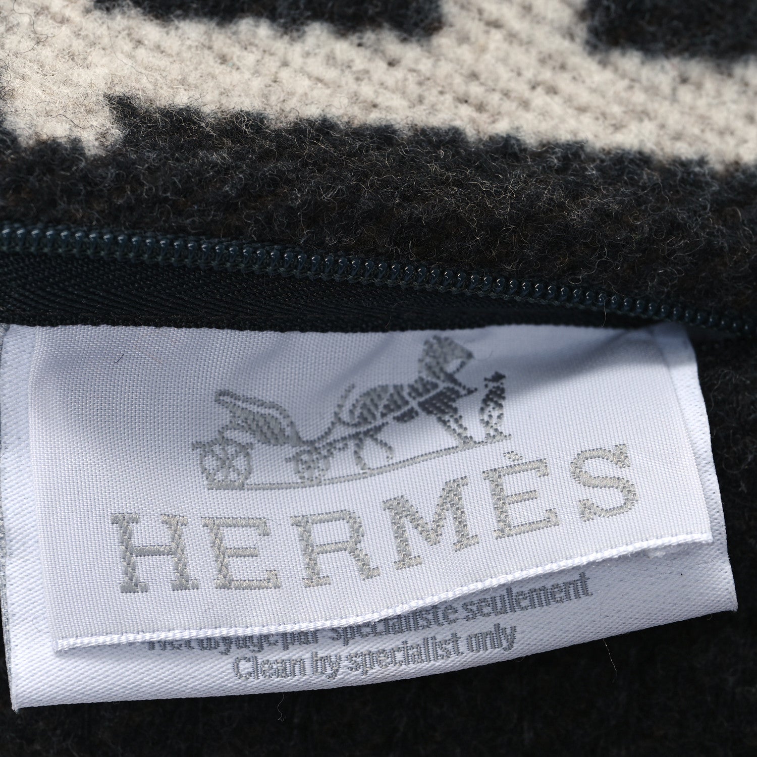 Hermes Wool Cashmere Avalon Pillow PM Ecru Gris Fonce 3 of 3