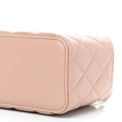 Chanel Lambskin Quilted Small Top Handle Vanity Case With Chain Beige 7 of 9