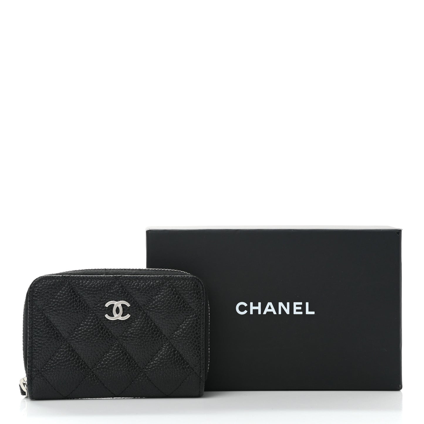 Caviar Quilted Classic Zipped Coin Purse Black
