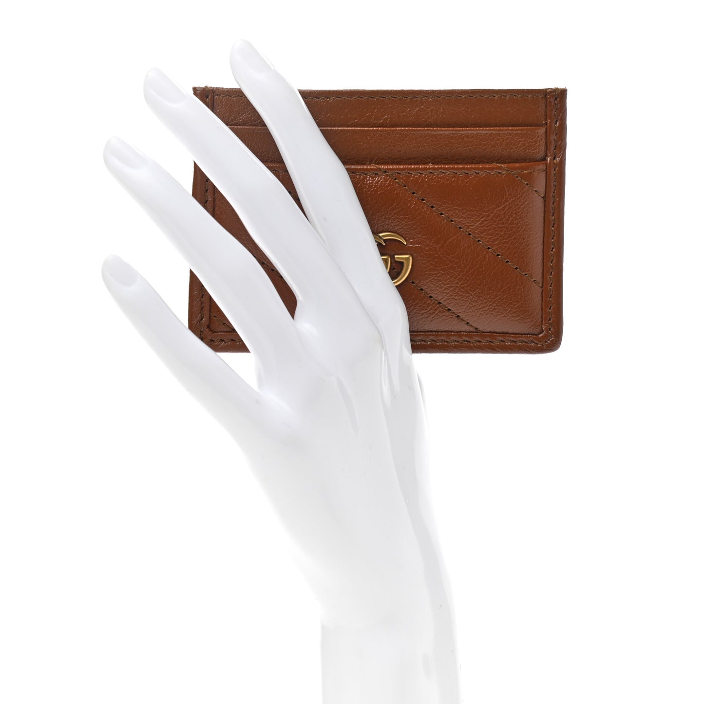 Azalea Calfskin Matelasse Diagonal GG Marmont Card Holder Cuir