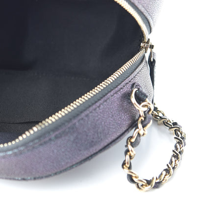 Chanel Iridescent Caviar Quilted Round Clutch With Chain Black 5 of 8