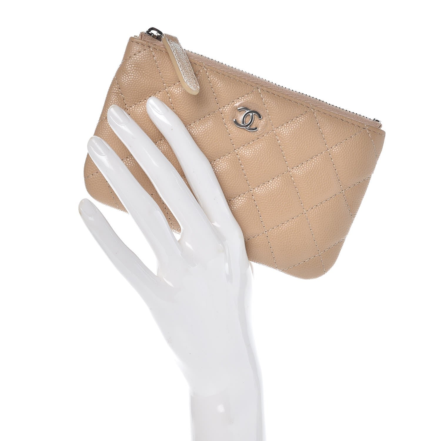 Chanel Caviar Quilted Small Cosmetic Case Beige 2 of 10