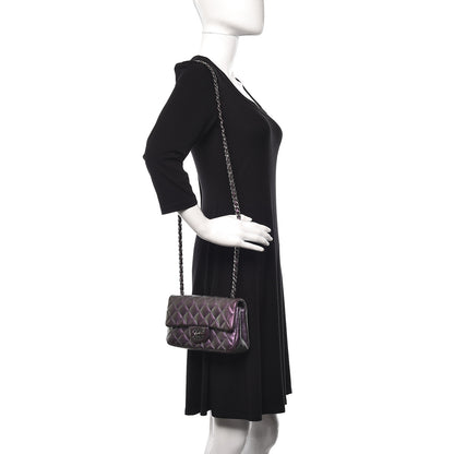 Chanel Metallic Lambskin Quilted Mini Rectangular Flap Purple 2 of 12