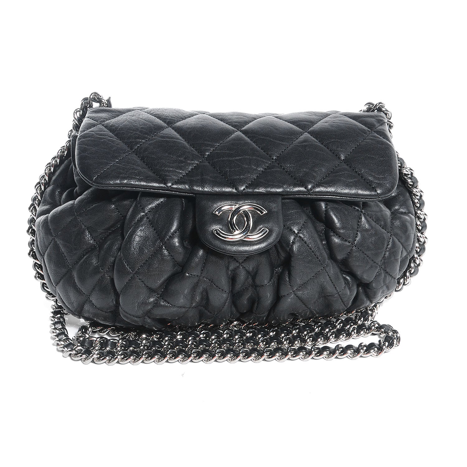 Chanel Washed Lambskin Chain Around Medium Messenger Black 1 of 7