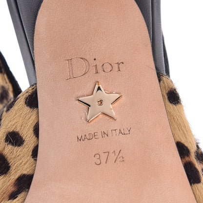 Christian Dior Calf Hair Lambskin Leopard Sweet D Slingback Pumps 37.5 7 of 11