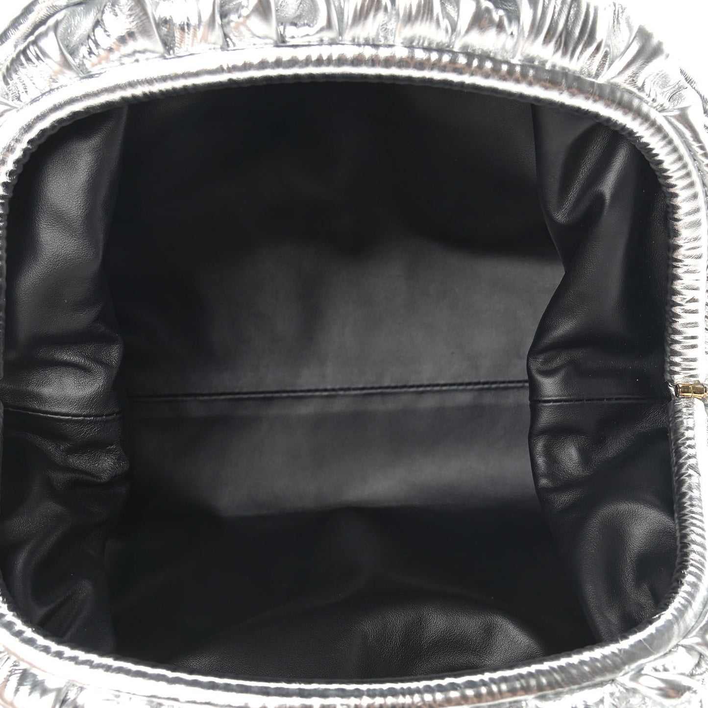Metallic Bark Calfskin Embossed The Pouch Oversized Clutch Silver