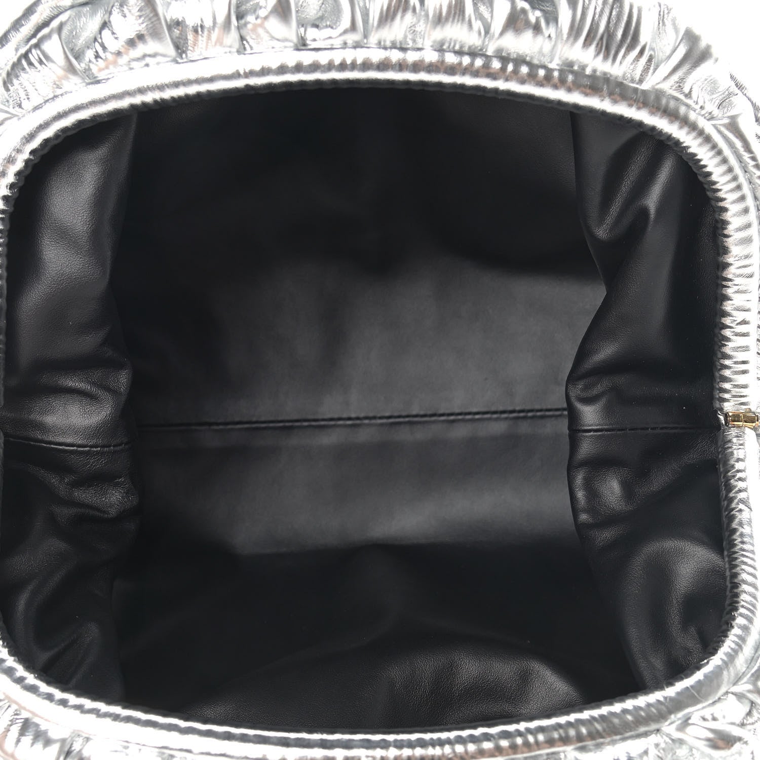 Bottega Veneta Metallic Bark Calfskin Embossed The Pouch Oversized Clutch Silver 5 of 9