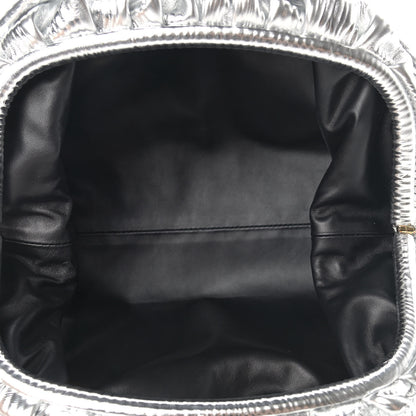 Bottega Veneta Metallic Bark Calfskin Embossed The Pouch Oversized Clutch Silver 5 of 9