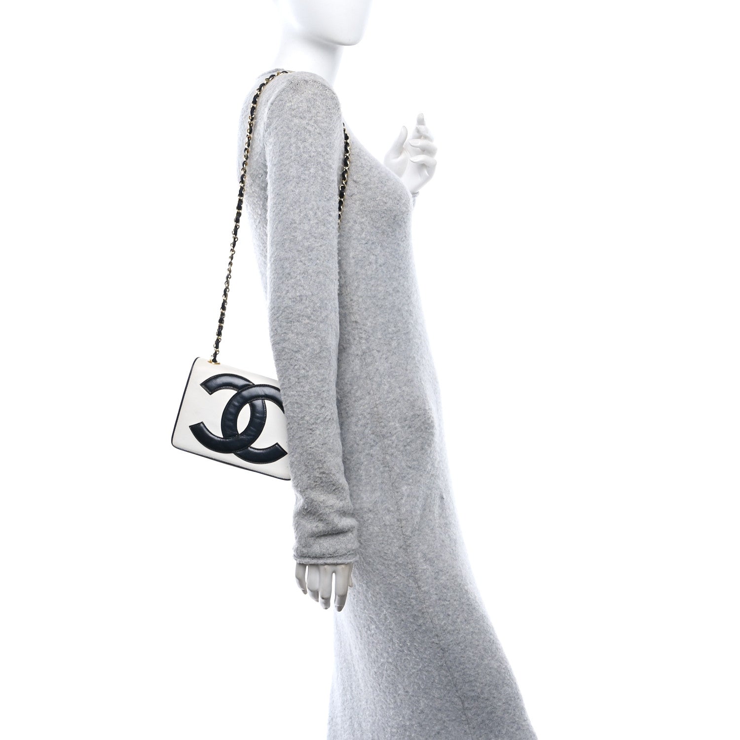 Chanel Lambskin Quilted CC Flap Bag White Black 2 of 12