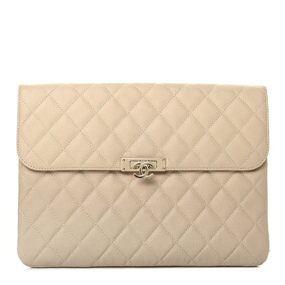 Chanel Caviar Quilted Medium Golden Class Pouch Beige 1 of 8