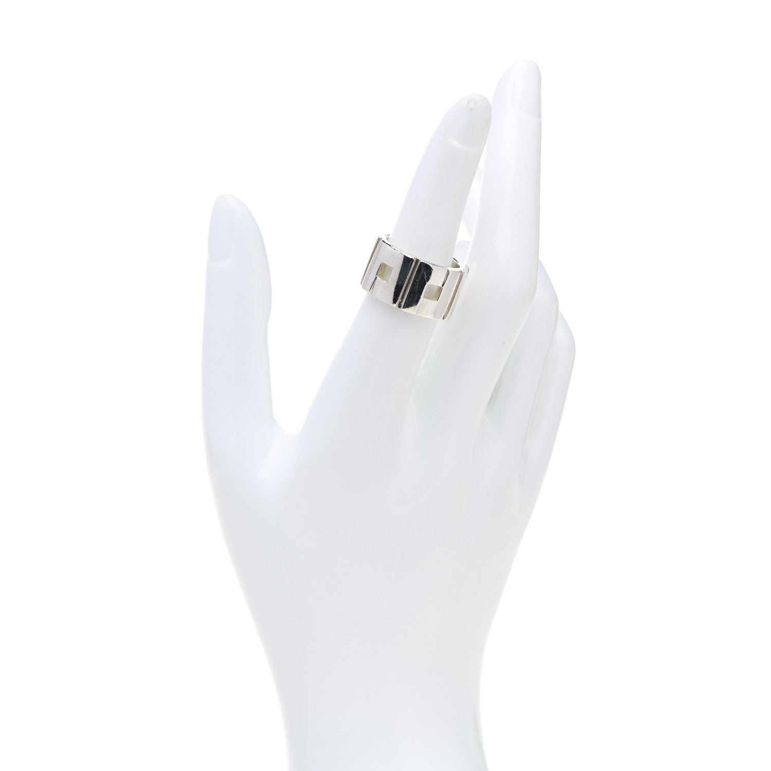 Gucci Sterling Silver Cutout Band Ring 57 8 2 of 5