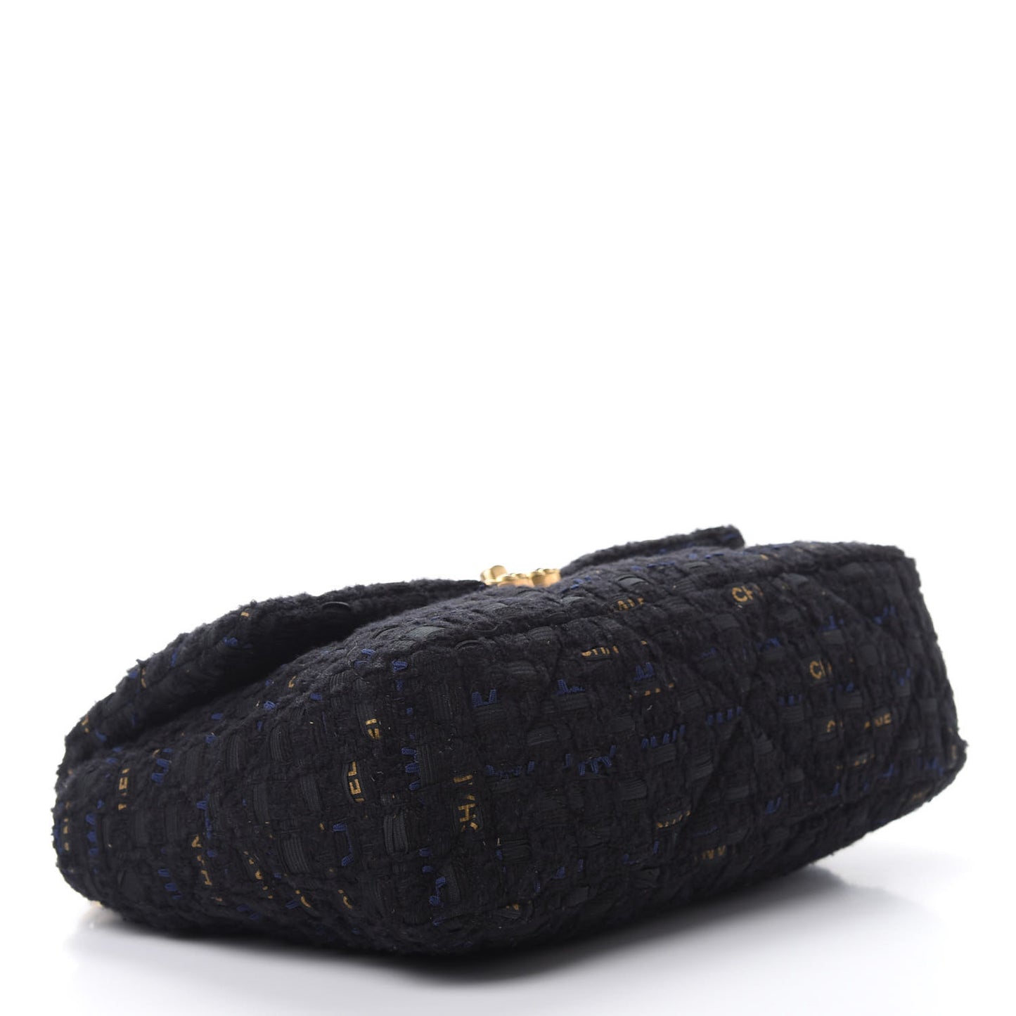 Tweed Quilted Large Chanel 19 Flap Black Navy Gold