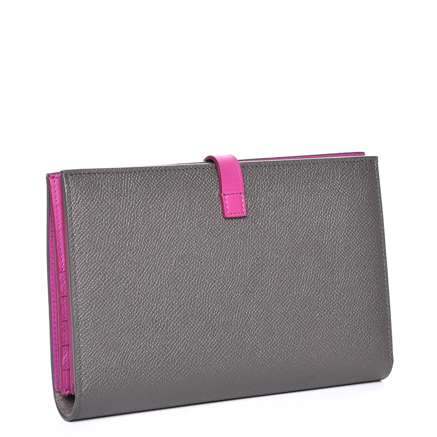 Celine Grained Sleek Calfskin Large Multifunction Strap Wallet Grey 3 of 7