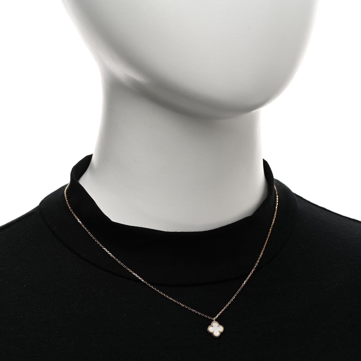 Van Cleef & Arpels 18K Yellow Gold Mother of Pearl Sweet Alhambra Pendant Necklace 2 of 5