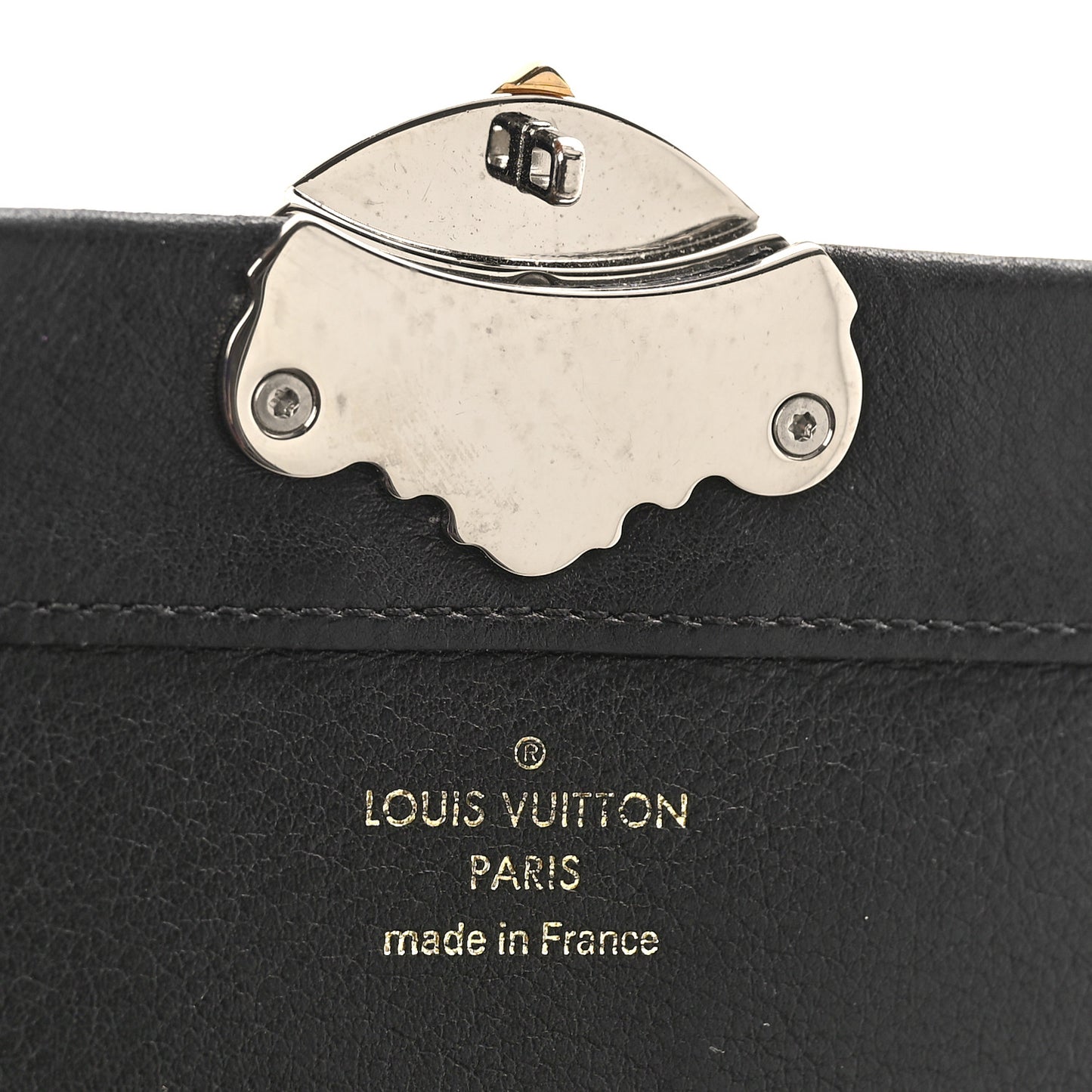 Calfskin Reverse Monogram Column Sarah Wallet Black