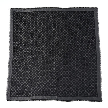 Louis Vuitton Silk Lurex Wool Monogram Shine Shawl Black 1 of 3