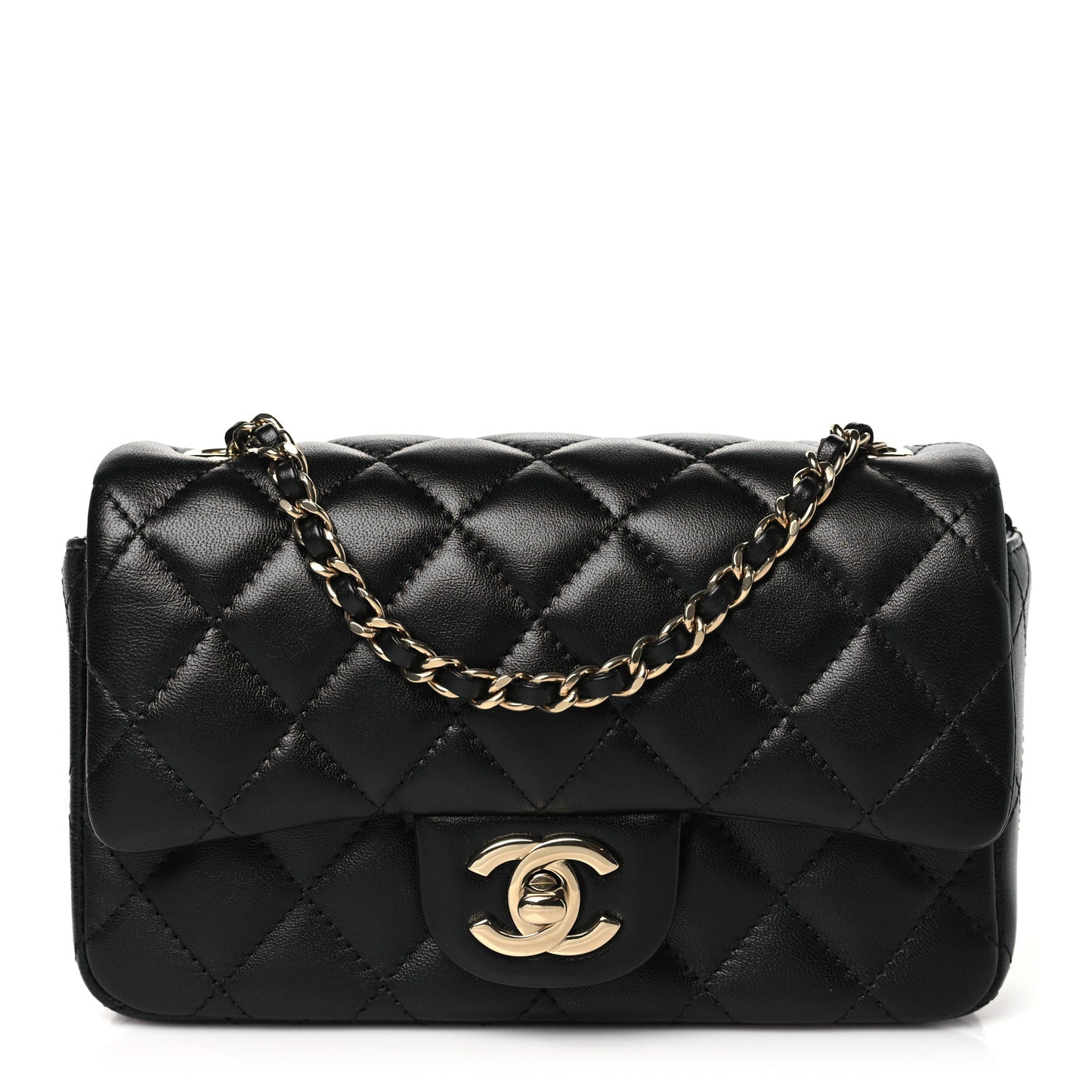 Lambskin Quilted Extra Mini Flap Black