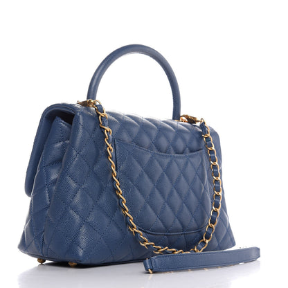 Chanel Caviar Quilted Small Coco Handle Flap Blue 3 of 7