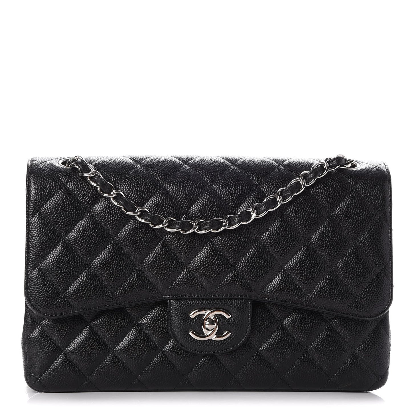 Caviar Quilted Jumbo Double Flap Black